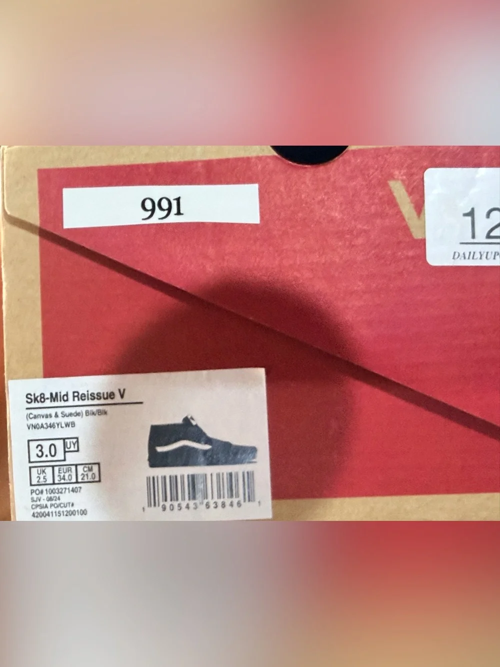 991. NIB SIZE 3 (youth) Vans  Kids Black High-Top Velcro Boots White Side Stripe